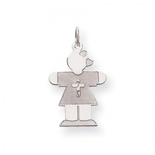 Cross Girl Charm in Sterling Silver - Mirror Polish - Astounding - Women