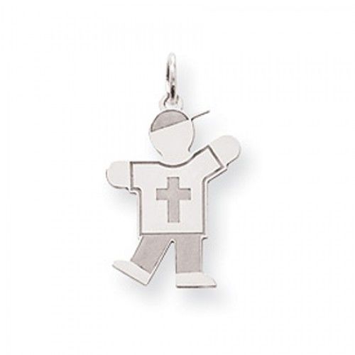Cross Boy Charm in Sterling Silver - Mirror Polish - Classy - Women