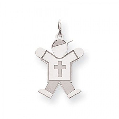 Cross Boy Charm in Sterling Silver - Glossy Finish - Classy - Women