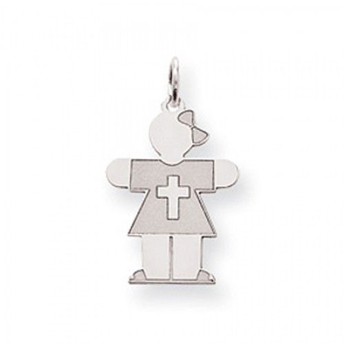 Cross Girl Charm in Sterling Silver - Mirror Finish - Eye-Popping - Women