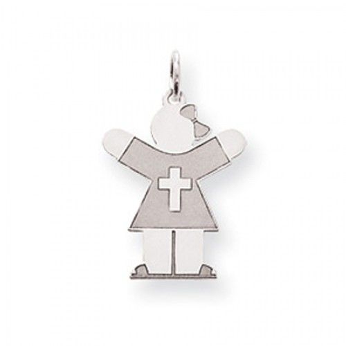 Cross Girl Charm in Sterling Silver - Glossy Finish - Neat - Women