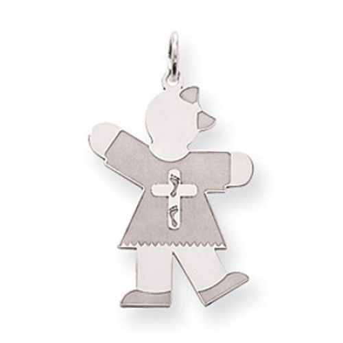 Breast Cancer Ribbon Girl Charm in Sterling Silver - Charming - Women