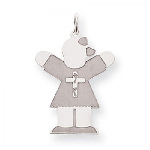 Breast Cancer Ribbon Girl Charm in Sterling Silver - Remarkable - Women
