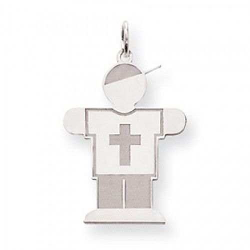 Cross Boy Charm in Sterling Silver - Glossy Polish - Striking - Women