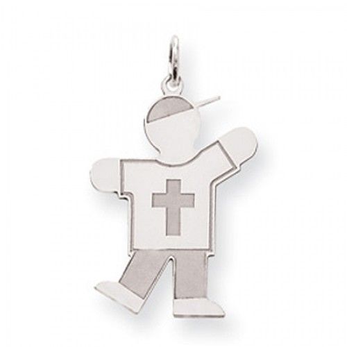 Cross Boy Charm in Sterling Silver - Mirror Polish - Enticing - Women