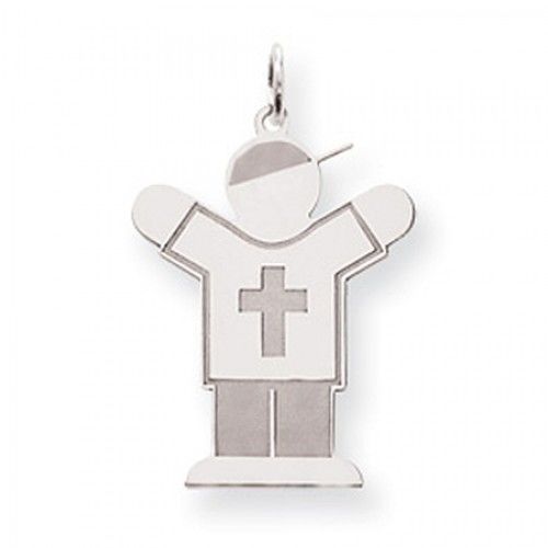 Cross Boy Charm in Sterling Silver - Polished Finish - Astonishing - Women