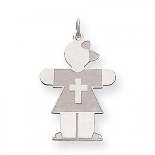 Cross Girl Charm in Sterling Silver - Mirror Finish - Impressive - Women