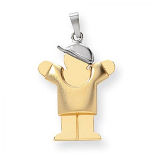 14k Two-Tone Gold Loveable Boy W/ Baseball Cap Love Pendant