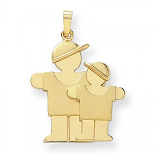 14k Yellow Gold Big Boy & Little Boy Hug Pendant