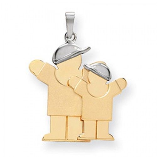 14k White and Yellow Gold Two-Tone Big Girl & Little Girl Love Pendant