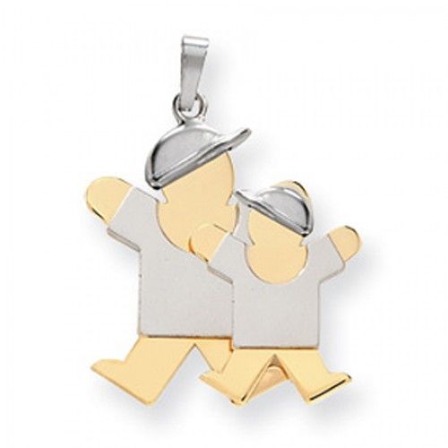 14k White and Yellow Gold Two-Tone Big Boy & Little Boy Joy Pendant