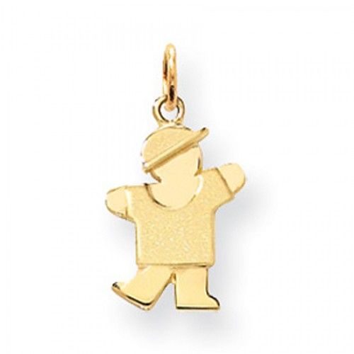 Waving Boy Charm in Yellow Gold - 14kt - Polished Finish - Stunning - Women