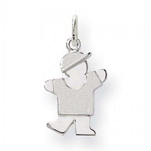 Waving Boy Charm in 14kt White Gold - Mirror Finish - Splendid - Women