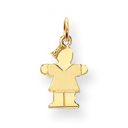 Girl Charm in Yellow Gold - 14kt - Mirror Finish - Cute - Women