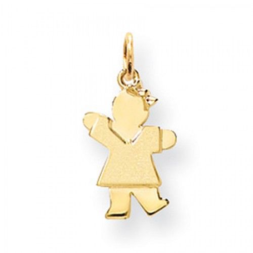 Waving Girl Charm in Yellow Gold - 14kt - Mirror Polish - Wonderful - Women