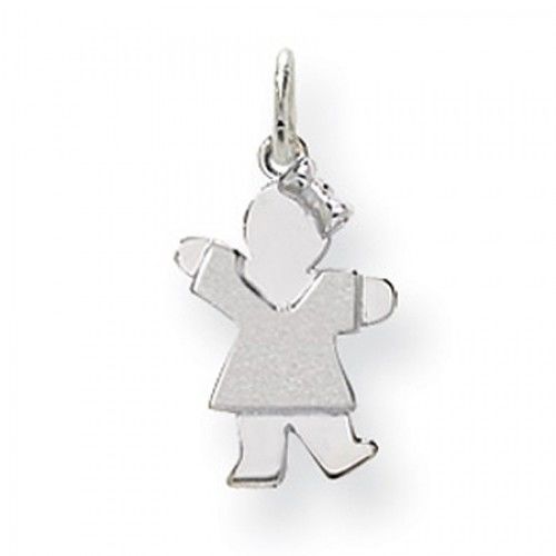 Waving Girl Charm in 14kt White Gold - Glossy Finish - Superb - Women