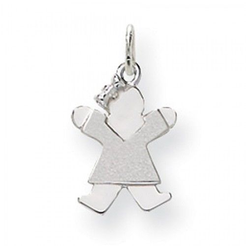 Jumping Girl Charm in 14kt White Gold - Mirror Finish - Wonderful - Women