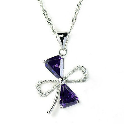 Purple Zirconiumium Necklace Crystal Sterling Silver Jewelry for Women