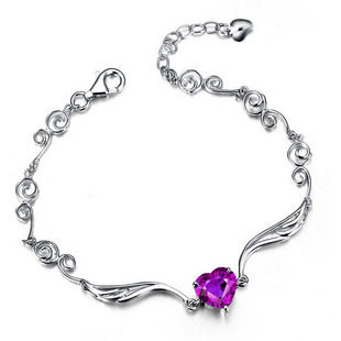 Amethyst Crystal Charm Bracelet Angel Jewelry for Women's Fashion