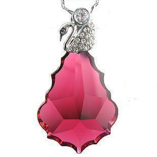 Beautiful Austrian Crystal Stone Pendant Sterling Silver Swan Necklace