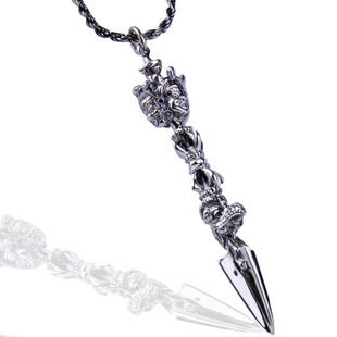 Men's Gothic Jewelry God of Wealth Pendant .925 Thai Silver w/ SILVER CHAIN