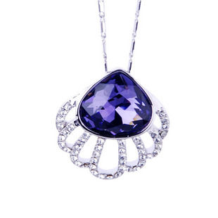 Purple Crystal Shells Austrian Gem Stone Pendant Women's Fashion Necklaces
