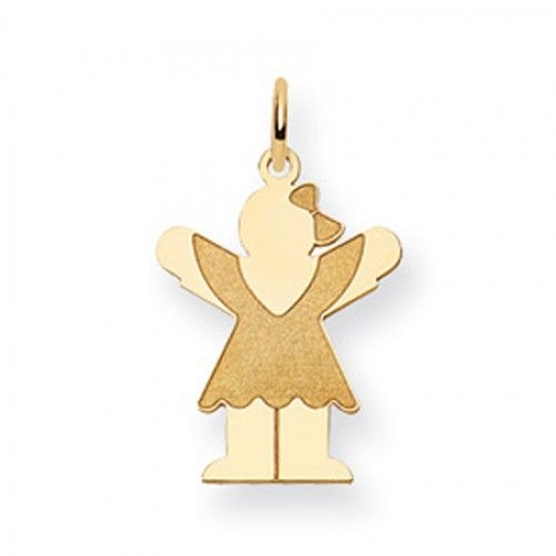 Dressed Girl Charm in Yellow Gold - 14kt - Mirror Finish - Pleasant - Women