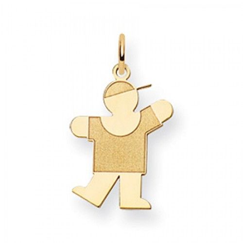 Waving Boy Charm in Yellow Gold - 14kt - Polished Finish - Seductive - Women