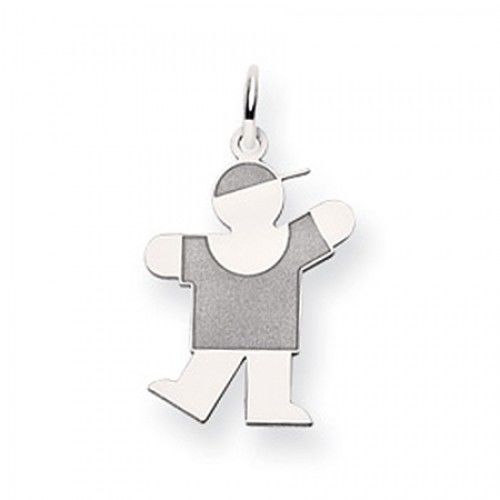 Waving Boy Charm in 14kt White Gold - Mirror Finish - Pleasant - Women