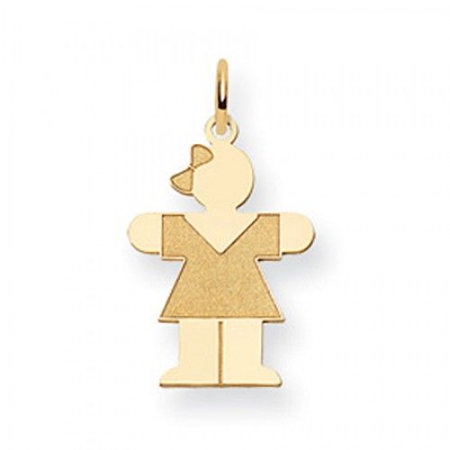 Dressed Girl Charm in Yellow Gold - 14kt - Mirror Finish - Tantalizing - Women
