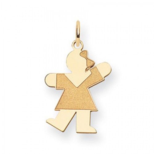 Dressed Girl Charm in Yellow Gold - 14kt - Mirror Polish - Interesting - Women