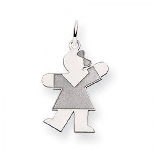 Dressed Girl Charm in 14kt White Gold - Glossy Finish - Mesmerizing - Women