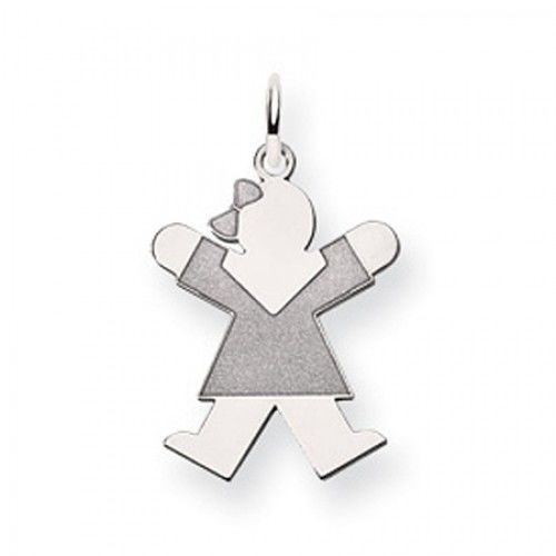 Dressed Girl Charm in 14kt White Gold - Mirror Finish - Tasteful - Women