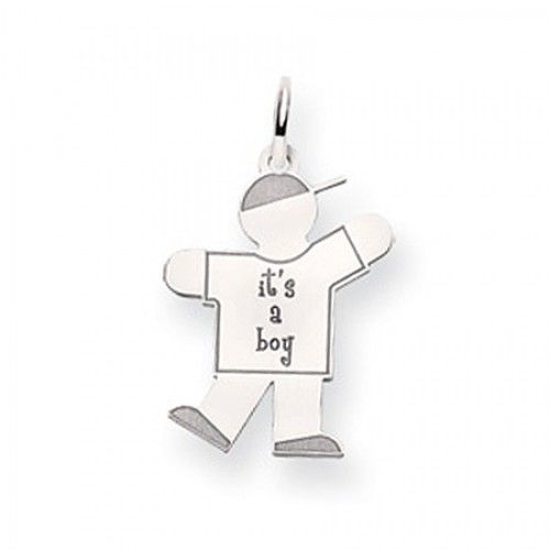 It'S a Boy Charm in 14kt White Gold - Glossy Polish - Pretty - Women