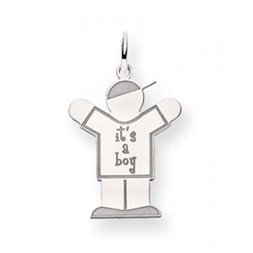 It'S a Boy Charm in 14kt White Gold - Mirror Finish - Ravishing - Women