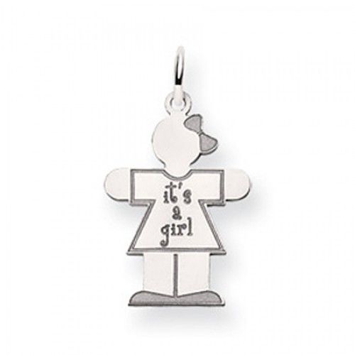 It'S a Girl Charm in 14kt White Gold - Mirror Polish - Splendid - Women