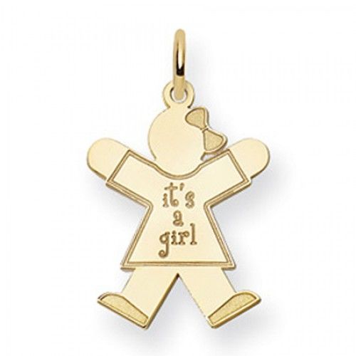 It'S a Girl Charm in Yellow Gold - 14kt - Mirror Finish - Wonderful - Women