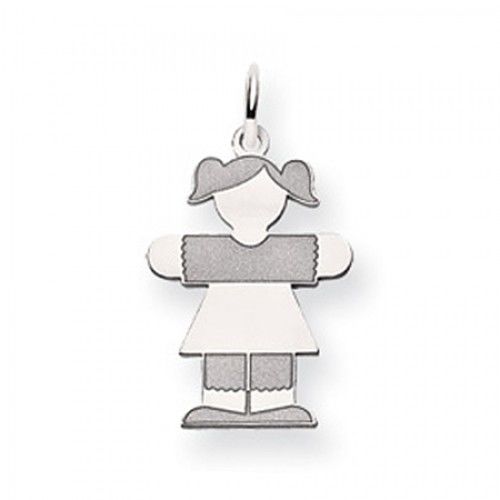 Pigtail Girl Charm in 14kt White Gold - Mirror Finish - Great - Women