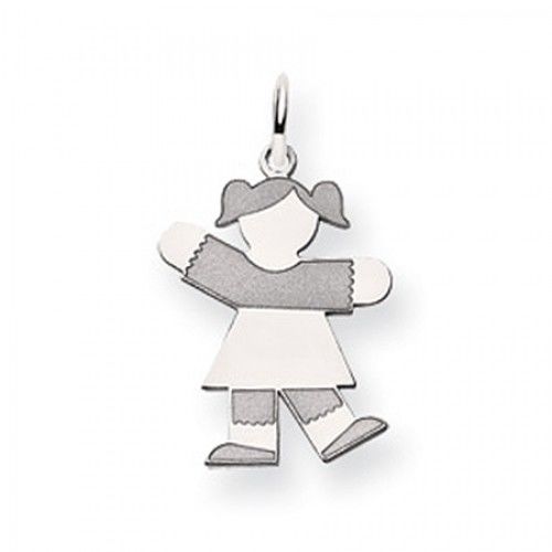Pigtail Girl Charm in 14kt White Gold - Mirror Polish - Excellent - Women