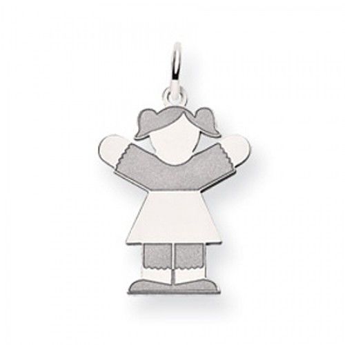 Pigtail Girl Charm in 14kt White Gold - Glossy Polish - Fine - Women