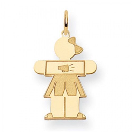 Cheerleader Charm in Yellow Gold - 14kt - Mirror Finish - Radiant - Women