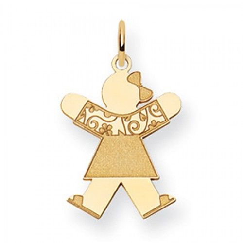 Floral Dress Girl Charm in Yellow Gold - 14kt - Tantalizing - Women