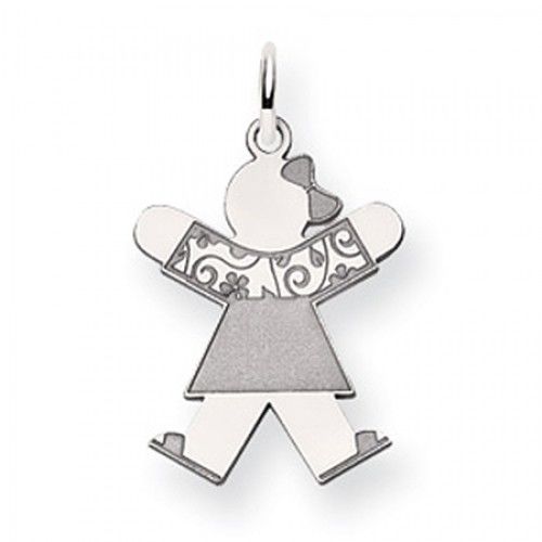 Floral Dress Girl Charm in 14kt White Gold - Mirror Finish - Seductive - Women