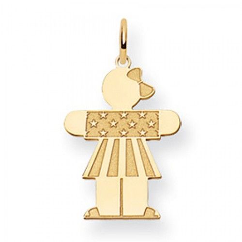 Patriotic Girl Charm in Yellow Gold - 14kt - Magnificent - Women