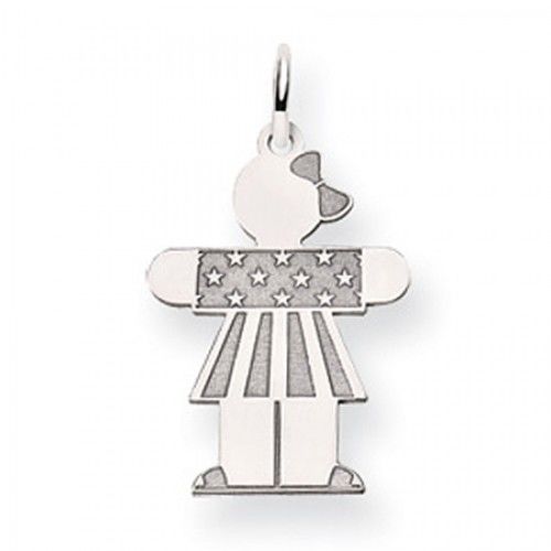 Patriotic Girl Charm in 14kt White Gold - Mirror Polish - Ideal - Women