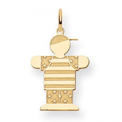 Patriotic Boy Charm in Yellow Gold - 14kt - Glossy Finish - Grand - Women