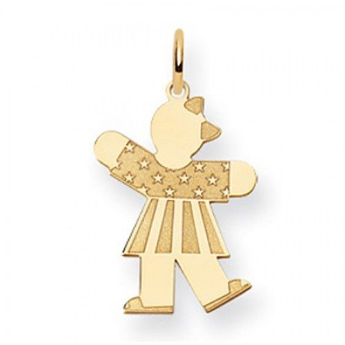 Patriotic Girl Charm in Yellow Gold - 14kt - Glossy Polish - Neat - Women