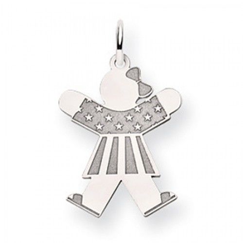 Patriotic Girl Charm in 14kt White Gold - Glossy Finish - Interesting - Women