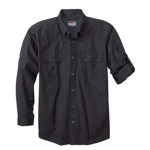 Men's Lightweight Long Sleeve Operator Shirt, Black, XL