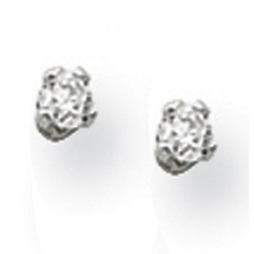 Sterling Silver Round Brilliant Snowy Cubic Zirconia Stud Earrings